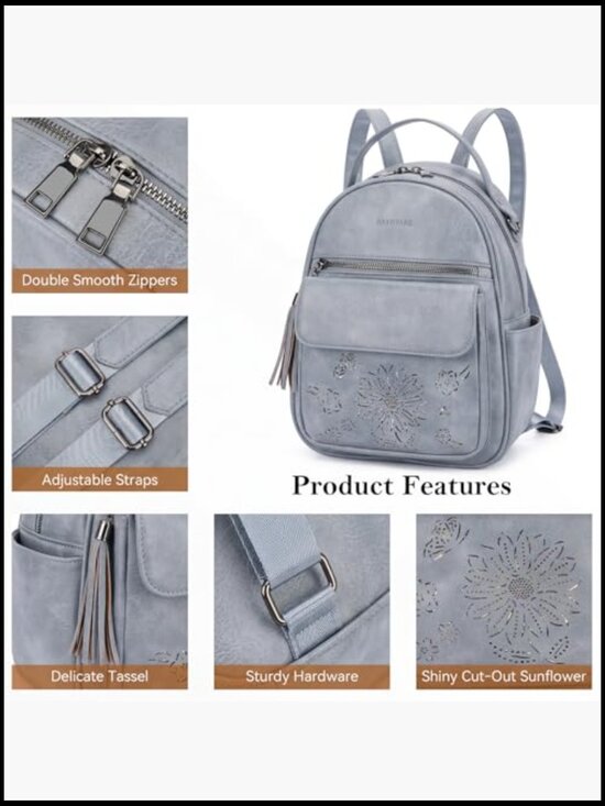 Mini PU Leather Backpack Purse Lightweight Daypack Convertible Shoulder Bag main image 5